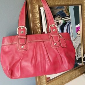 Red leather coach bag